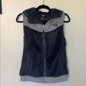 North Face fuzzy hooded vest